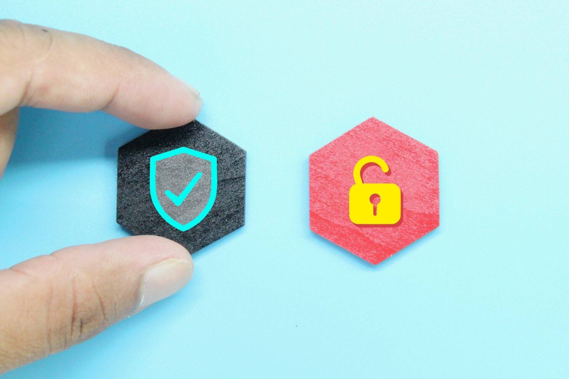 hexagon with security and Unsecure icons.